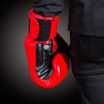 Hands of boxing gloves